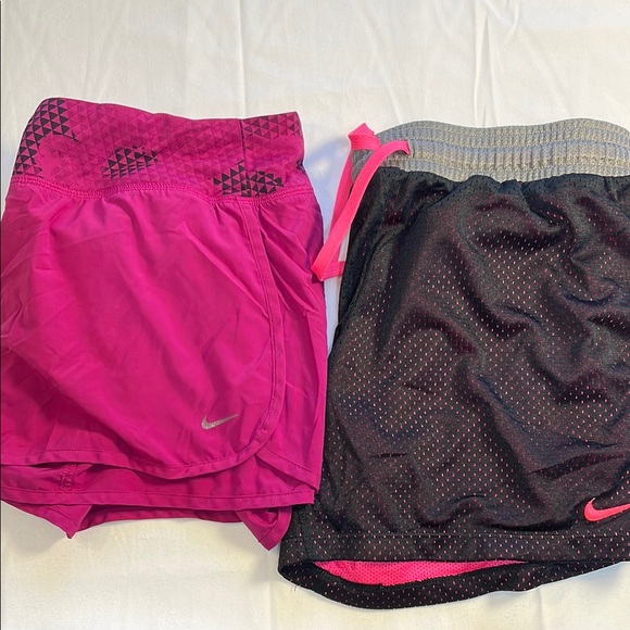Nike Pants - Nike Women’s Running Shorts Bundle of 2 Size Medium Dri-fit Black and Pink Lined